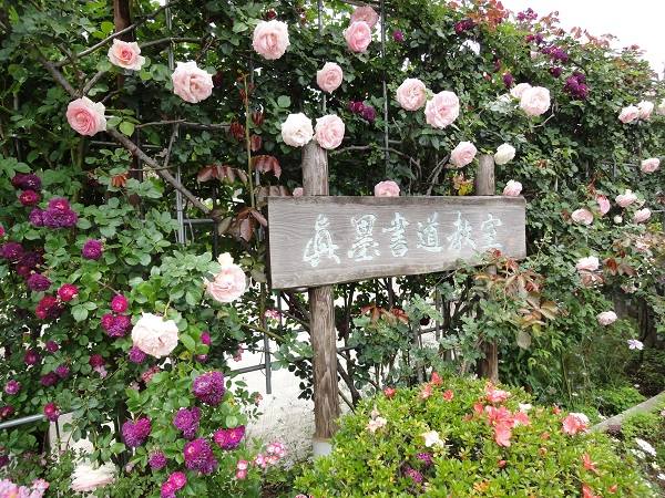 眞墨書道教室10周年記念のミニ作品展 薔薇に恋しての会場風景